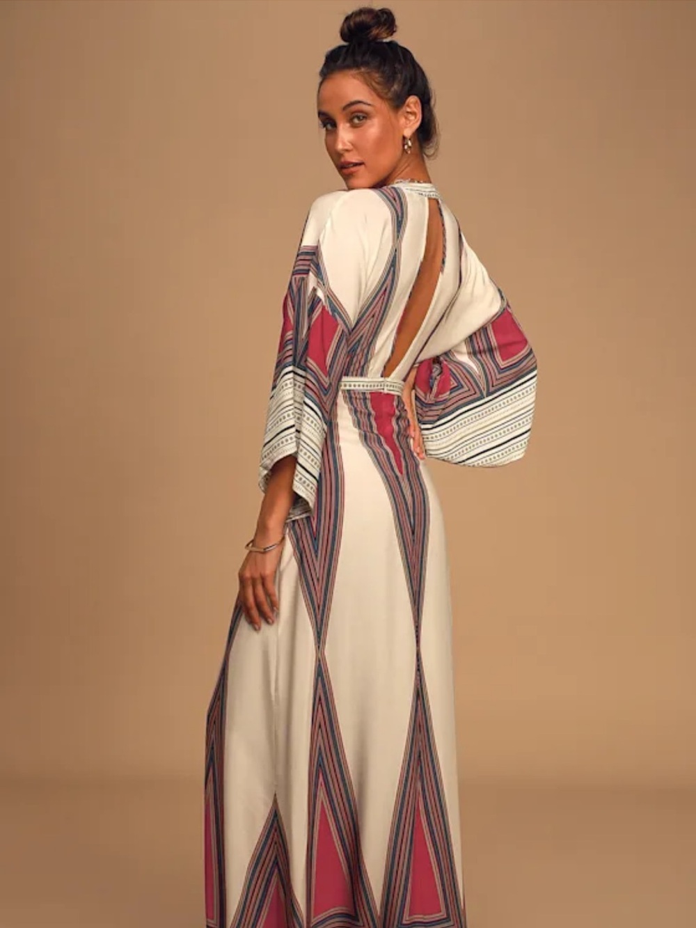 Lulus Montecito Cream Print Maxi Dress NWT - Picture 2 of 10